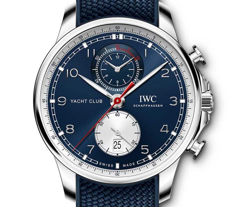 iwc 葡萄牙系列游艇計(jì)時(shí)或桿表盤特寫