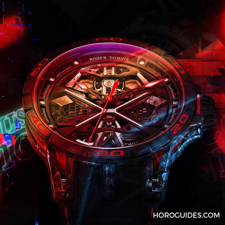 ROGER DUBUIS - 致虛擬車賽The Real Race！ 羅杰杜彼Excalibur Huracán Performante鏤空自動(dòng)上鏈腕表