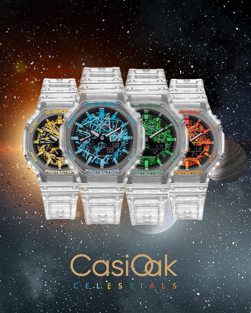 IFL Watches與The Dial Artist嶄新開(kāi)發(fā)CasiOak Celestial系列，將天體主題帶入農(nóng)家橡樹(shù)手表，并用抽象手繪結(jié)合彩色詮釋不同行星。 （Source：iflwatches）