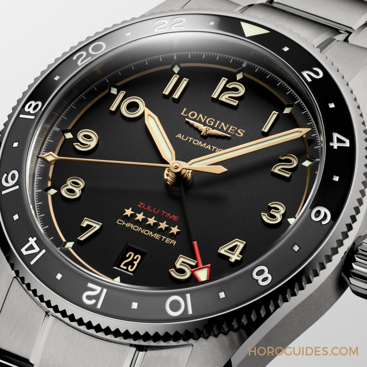 LONGINES - SPIRIT - L3.802.1.53.6 - LONGINES Spirit再掀熱潮！ Spirit Zulu Time鈦金屬腕表與計時秒表間金新色登場